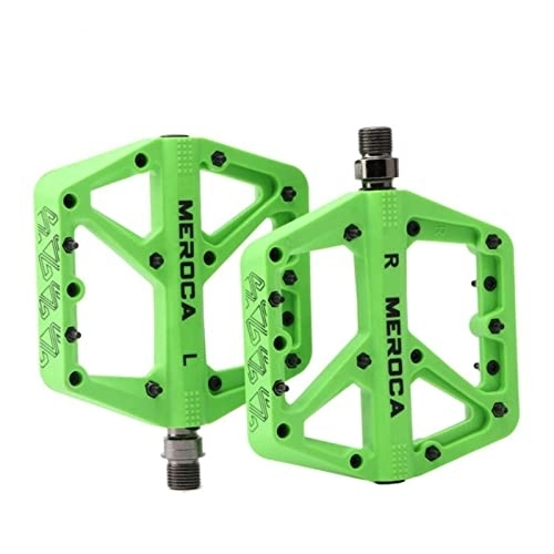 Mountain Bike Pedal : HAIBING Mountain Bike Pedal Nylon Fiber Non-slip Bike Platform Diverse Colors Pedal Bicycle Accessories Replacement upgrade accessories (Color : Green)