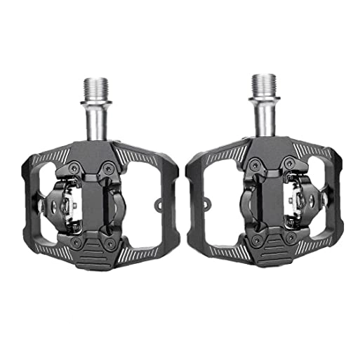 Mountain Bike Pedal : Hainice Bicycle Pedals, 1Pair Aluminum Alloy Mountain Bike Pedals Anti-Slip Durable 3 Sealed Bearing SPD Platform Pedals (Black)