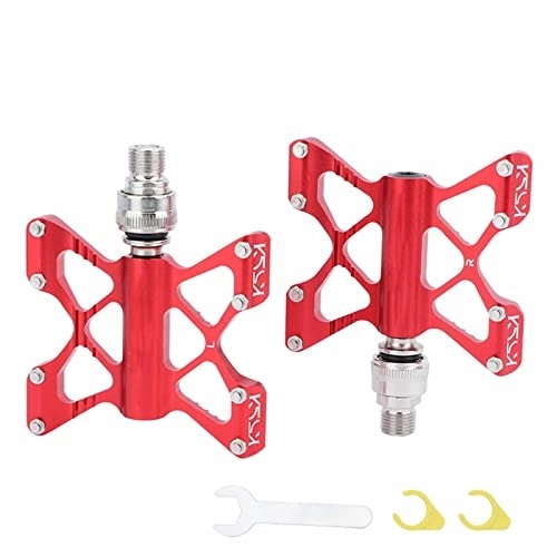 Mountain Bike Pedal : HEIMP Mountain Bike, 3 Bearing Composite Bicycle High-Strength Non-Slip Surface for Road Bikes Flat Bike Pedals (Color : Rot)