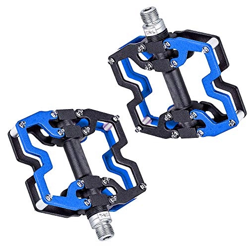 Mountain Bike Pedal : HiBike Mountain Bike Pedals, Ultra Strong Colorful CNC Machined Alloy Body 9 / 16" Cycling Sealed 3 Bearing Pedals(Blue)