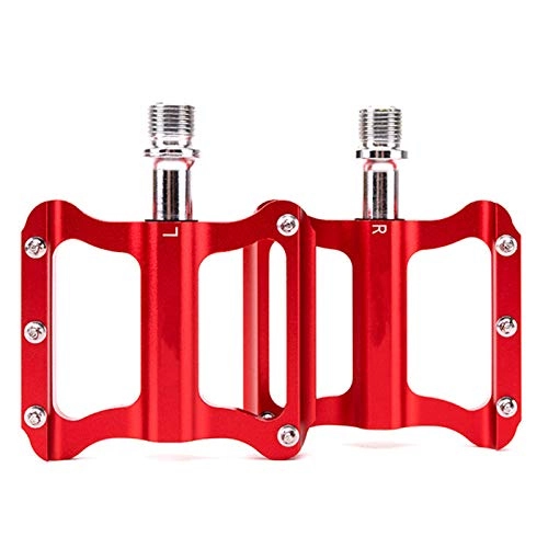 Mountain Bike Pedal : Highway Bike Pedals, Aluminum Alloy 3 Bearings Pedal with Cleats for Mountain Road Trekking Bike, Red
