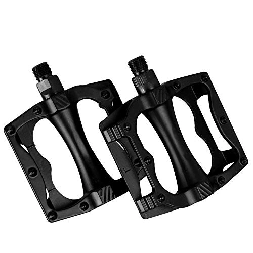 Mountain Bike Pedal : HMYDZ Aluminum Alloy Bicycle Pedals MTB Road Mountain Bike Pedals Hollow Anti-slip Durable Bearing Cycling Bicycle Pedals (Color : Black)