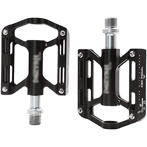 Mountain Bike Pedal : HOOBBI Alloy Bike Pedal, Mountain Bike Pedals, Non-Slip Platform Pedals, Super Bearing Pedals Lightweight Stable Plat, Bicycle Pedal for Road / Mountain / MTB / BMX Bike (Color : Black, Size : One Size)