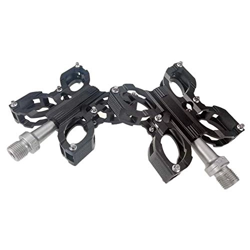 Mountain Bike Pedal : HOOBBI Aluminium Alloy Bike Pedal, 3 Bearings Antiskid Durable 9 / 16 Inch Hybrid Pedals for Road Bike Etc Bicycle Cycling 1 Pair Cycling Accessories, Bicycle Pedal (Color : Black, Size : One Size)