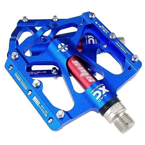 Mountain Bike Pedal : HOOBBI Aluminum Alloy Bike Pedal, 3-bearing Bearing Palin Pedal Mountain Bike Pedal Bicycle Pedal Comfort Type, Durable Bike Pedals Surface, Bicycle Pedal (Color : Blue, Size : One Size)