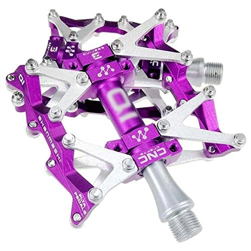 Mountain Bike Pedal : HOOBBI Aluminum Alloy Bike Pedal, Bicycle Platform Sealed Bearing Antiskid Universal 9 / 16 Inch for Mountain Bikes Road Bikes Cycling Accessories, Bicycle Pedal (Color : Purple, Size : One Size)