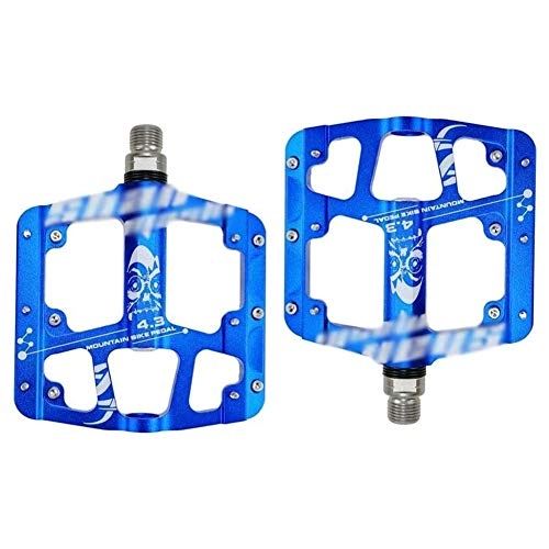Mountain Bike Pedal : HOOBBI Aluminum Alloy Bike Pedal with 3 Sealed Bearings Anti-Slip Pins 9 / 16 Inch Screw Thread Spindle 1 Pair Cycling Accessories, Ultralight Durable Bicycle Pedal (Color : Blue, Size : One Size)