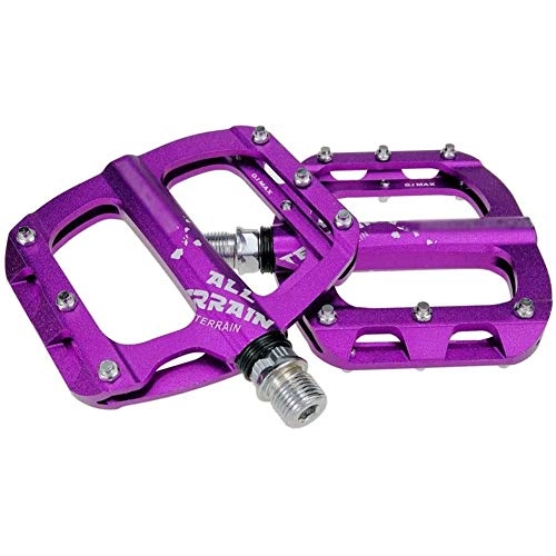 Mountain Bike Pedal : HOOBBI Bicycle Pedal Bearing DU Aluminum Alloy Pedal Non-slip Pedal Wide Road Mountain Bike Pedal for Road BMX MTB Bike, 7 Colors Bicycle Pedal (Color : Purple, Size : One Size)