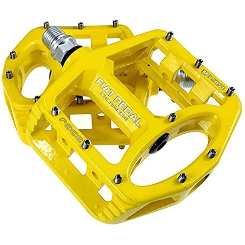 Mountain Bike Pedal : HOOBBI Bicycle Pedal, Mountain Bike Pedals Road Bike Pedals Bicycle Cycling Bike Pedals Flat Pedals Metal Bike Pedals Making The Ride Safer, Bicycle Pedal (Color : Yellow, Size : One Size)