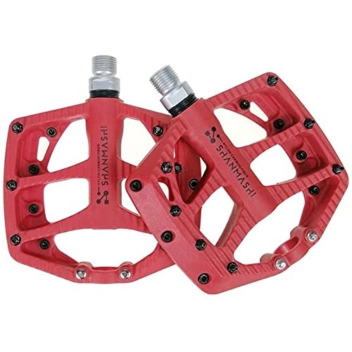 Mountain Bike Pedal : HOOBBI Bicycle Pedal, Mountain Bike Pedals Road Bike Pedals Bicycle Pedals Mtb Flat Pedals Bicycle Accessory Making The Ride Safer (Color : Red, Size : One Size)