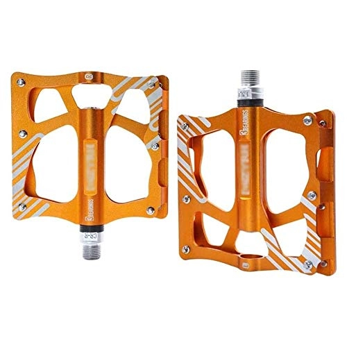 Mountain Bike Pedal : HOOBBI Bike Pedal with 3 Sealed Bearings, Ultralight Durable Aluminum Alloy Bicycle Pedal 9 / 16 Inch Screw Thread Spindle MTB BMX Cycling Bicycle Pedals (Color : Gold, Size : One Size)