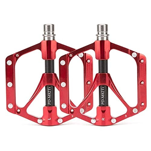 Mountain Bike Pedal : HOOBBI Bike Platform Pedals, 9 / 16 Inch Wide Plus Aluminium Alloy Flat Cycling Pedals 3 Sealed Bearing Axle for Mountain BMX Road Bikes Pedals, Bicycle Pedal (Color : Red, Size : One Size)