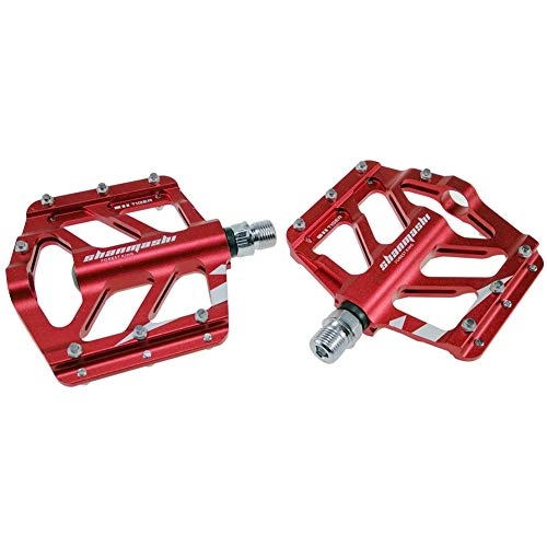 Mountain Bike Pedal : HOOBBI Comfortable Bike Pedal, Non-slip Pedals, 1 Pair Aluminum Alloy Antiskid Durable Bike Pedals Surface for Road BMX MTB Bike, Bicycle Pedal (Color : Red, Size : One Size)