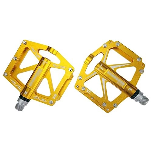 Mountain Bike Pedal : HOOBBI Durable Bike Pedal, Non-Slip Ultralight 3 Bearing Hybrid Pedals 9 / 16 Sealed Bearing Pedals Platform Cycling Accessories(1 Pair), Bicycle Pedal (Color : Gold, Size : One Size)