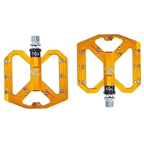 Mountain Bike Pedal : HOOBBI Flat CNC Bicycle Pedal, Bike Pedal, Aluminum Alloy Antiskid Durable 9 / 16 Cycle Platform Pedal Bike Hybrid 1 Pair Cycling Accessories, Bicycle Pedal (Color : Gold, Size : One Size)