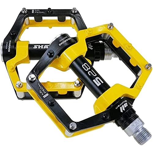 Mountain Bike Pedal : HOOBBI Magnesium Alloy Bike Pedal Mountain Bike Palin Pedal Bicycle Pedal Wide and Comfortable Non-slip Bicycle Pedal for Road / Mountain / MTB / BMX Bike (Color : Yellow, Size : One Size)