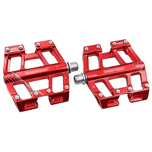 Mountain Bike Pedal : HOOBBI Non-Slip Bike Bicycle Pedals, Light Aluminum Alloy Casting Body, Sealed Bearing Pedal for 9 / 16 MTB BMX Road Mountain Bike Cycle, Bicycle Pedal (Color : Red, Size : One Size)