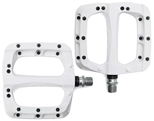 Mountain Bike Pedal : HT Components PA03A Flat MTB Pedals - White / Bicycle Cycling Cycle Bike Mountain Wide Platform Dirt Jump Hybrid Trail Enduro Freeride Downhill Grip Nylon Part Riding Ride Cro-mo Axle Pair Racing Race