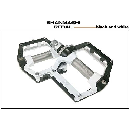 Mountain Bike Pedal : Huangwanru Pedals Mountain Bike Pedals 1 Pair Aluminum Alloy Antiskid Durable Bike Pedals Surface For Road Bike 5 Colors Durable Pedals (Color : Black white)