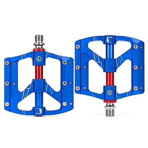 Mountain Bike Pedal : HUATINGRHPM Bike Pedals, Mountain Bicycle Pedals, 6061 Aluminum, Axle Diameter 9 / 16 Inch with 3 Bearings Road Bike, Trekking Pedals Road Bike Pedals, Blue