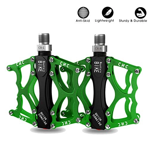 Mountain Bike Pedal : Jiahe 9 / 16 Anti-Skid Bike Pedals for MTB Mountain Road bicycle, Universal Lightweight Aluminum Alloy Sealed Bearing Pedal for Travel Cyclo-Cross Bikes (Green)