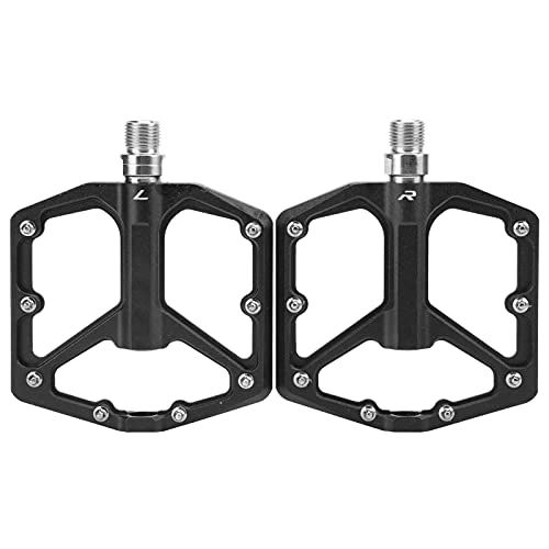 Mountain Bike Pedal : Jiawu Non‑Slip Pedals, Lightweight Hollow Design Micro‑groove Design Flat Pedals for Outdoor(Black)