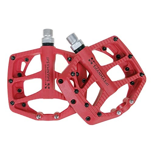 Mountain Bike Pedal : Joycaling Bike Pedal Mountain Bike Pedals 1 Pair Aluminum Alloy Antiskid Durable Bike Pedals Surface For Road BMX MTB Bike 5 Colors (SMS-NP-1) for MTB / BMX / Road Bike / Trekking (Color : Red)