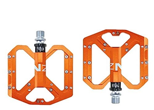 Mountain Bike Pedal : JQDMBH Bike Pedals New Mountain Non-Slip Bike Pedals Platform Bicycle Flat Alloy Pedals 9 / 16" 3 Bearings For Road Fixie Bikes (Color : Orange)