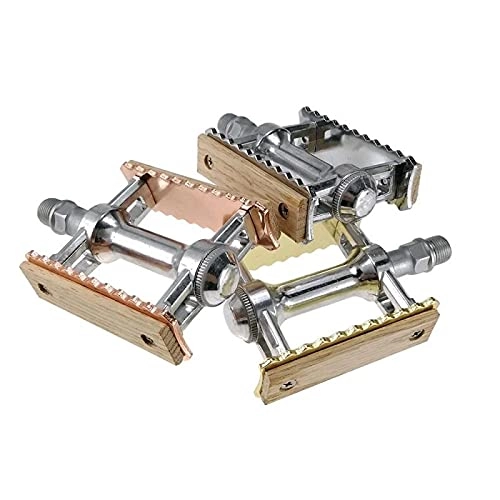 Mountain Bike Pedal : JTXQSI Bicycle Pedals, New Bicycle Pedals, Ultra-light Aluminum Alloy Mountain Bikes, Road Bikes, Fixed Gear Bicycles, Non-slip Pedals, Bicycles, Classic Retro Wooden Pedals (Color : 02)