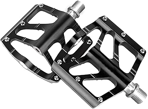 Mountain Bike Pedal : JZTOL Bike Pedals FP01 Bicycle Flat Pedal Aluminum Alloy With DU Sealed Bearing CNC Machined Cr-Mo And 12 Anti-Skid Pins For Road Mountain BMX MTB Bikes-Black