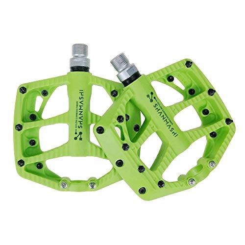 Mountain Bike Pedal : KANGJIABAOBAO Bicycle Pedal Outdoor Fashion Mountain Bike Pedals 1 Pair Aluminum Alloy Antiskid Durable Bike Pedals Surface For Road BMX MTB Bike 5 Colors (SMS-NP-1) Bike Pedals, (Color : Green)