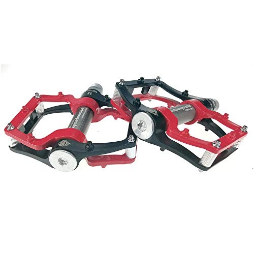 Mountain Bike Pedal : KDOAE Bicycle Pedals Mountain Bike Pedals 1 Pair Aluminum Alloy Antiskid Durable Bike Pedals Surface For Road MTB Bike 5 Colors (SMS-181) for Road Mountain (Color : Black red)