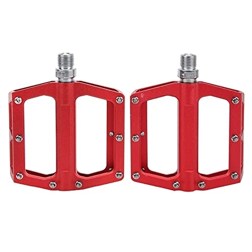 Mountain Bike Pedal : Keenso Mountain Bike Pedals, 1 Pair MTB Bike Pedals Road Bike Sealed Bearing Pedals Cycling Platform Flat Pedals with 8 Anti‑skid Nails for Mountain Bike, Folding Bike, Road Bike(red)