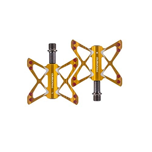 Mountain Bike Pedal : KEHUITONG Mountain Bike Pedal, Super Color CNC Machining 9 / 16" Cycle Seal 3 Bearing Pedal, Simple Butterfly Design, High Quality (Color : Gold)