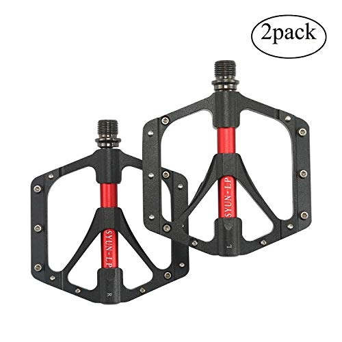 Mountain Bike Pedal : KOBWA Cycling Pedals, Bicycle Pedals Mountain Bike Foot Pedals 9 / 16" Wide Flat Aluminum Alloy Sealed Bearing CNC Machined for Fixed Gear Bike, MTB, Folding, Road Bicycle 1 Pair