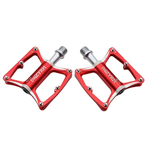Mountain Bike Pedal : KP&CC Bicycle Cycling Bike Pedals Aluminum Flat Foot Pedal High Strength Bearing Ultralight Durable Fits Most Bicycles, Red