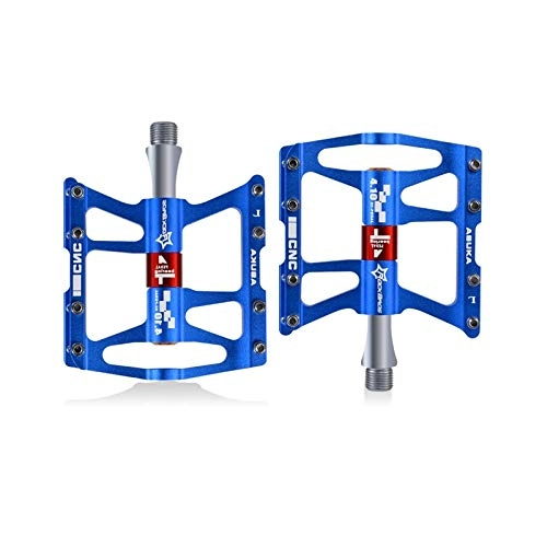 Mountain Bike Pedal : Kuqiqi Mountain Bike Pedals, Ultra Strong Colorful CNC Machined 9 / 16" Cycling Sealed 3 / 4 Bearing Pedals, Easy To Install The latest style, and durable (Color : Blue)