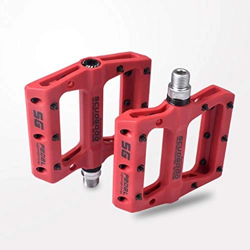 Mountain Bike Pedal : LDDLDG MTB Pedals Mountain Bike Pedals 3 Bearing Non-Slip Lightweight Nylon Fiber Bicycle Platform Pedals for BMX MTB 9 / 16" (Color : Red)