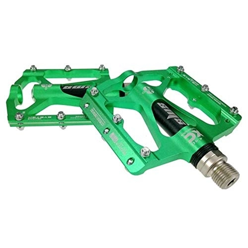 Mountain Bike Pedal : LIANYG Bicycle Pedals Aluminium Alloy MTB Bike Pedals Ultralight 3 Sealed Bearing Road Mountain Flat Bicycle Pedals Cycling Wide Platform Footrest 155 (Color : Green)