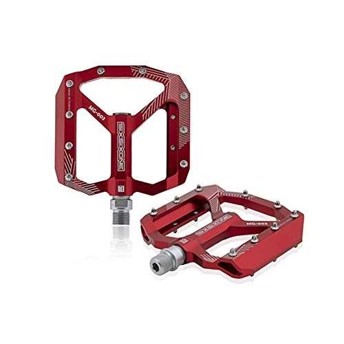 Mountain Bike Pedal : LIANYG Bicycle Pedals Utral Sealed Bike Pedals CNC Aluminum Body For MTB Road Bicycle 3 Bearing Bicycle Pedal 155 (Color : Red)