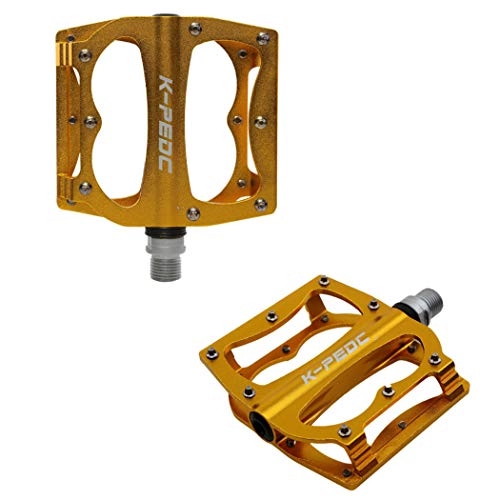 Mountain Bike Pedal : Lightweight Bicycle Platform Strong Non-Slip Bicycle Pedals Aluminum Alloy Bicycle Pedals for 9 / 16 MTB BMX Road Mountain Bike Cycle (Gold, 1 Pair)