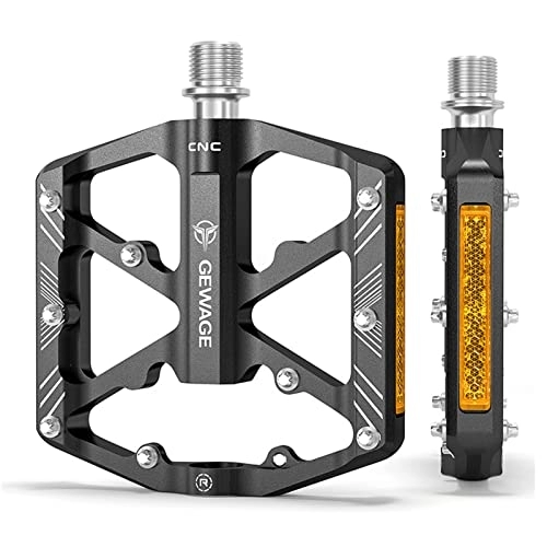 Mountain Bike Pedal : Lixada Bike Pedals, Aluminum Alloy Bicycle Pedals with Reflectors Mountain Bike Pedals Non-Slip Cycling Pedals for Mountain Bike Road Bike