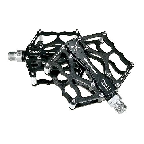 Mountain Bike Pedal : Lmycrs Bicycle Pedal Mountain Bike Pedals 1 Pair Aluminum Alloy Antiskid Durable Bike Pedals Surface For Road BMX MTB Bike 8 Colors (SMS-CA100) Bike Pedal (Color : Black)