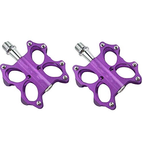 Mountain Bike Pedal : Lshbwsoif Bicycle Pedal Outdoor Bicycle Bike Aluminum Alloy Bearing Pedals Bicycle Platform Flat Pedals (Size:One Size; Color:Purple)