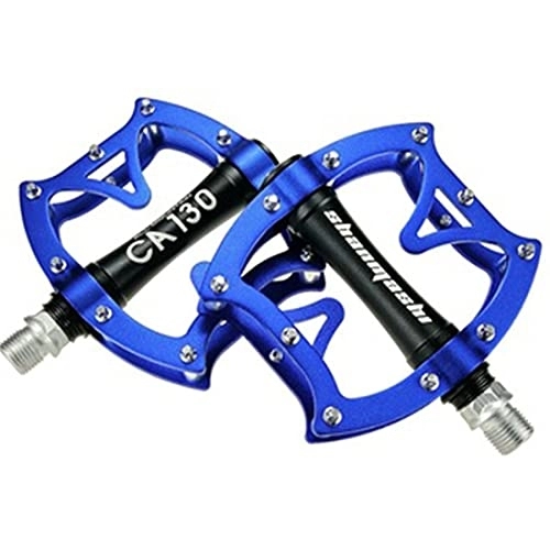 Mountain Bike Pedal : LSRRYD Mountain Bike Pedals Bicycle Pedals 9 / 16" Aluminum Alloy Pedal MTB Road Bike Pedals CrMo Steel Axle Wide Platform Non-slip Waterproof And Wear-resistant CNC DU Bearing (Color : Blue)