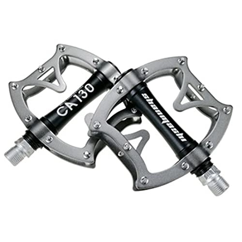 Mountain Bike Pedal : LSRRYD Mountain Bike Pedals Bicycle Pedals 9 / 16" Aluminum Alloy Pedal MTB Road Bike Pedals CrMo Steel Axle Wide Platform Non-slip Waterproof And Wear-resistant CNC DU Bearing (Color : Silver)