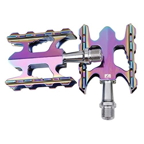 Mountain Bike Pedal : LvTu MTB Mountain Road Bike Pedals 14mm General Thread, Aluminum Alloy Antiskid Durable Lightweight DU Bearing Pedal (Color : Colorful)