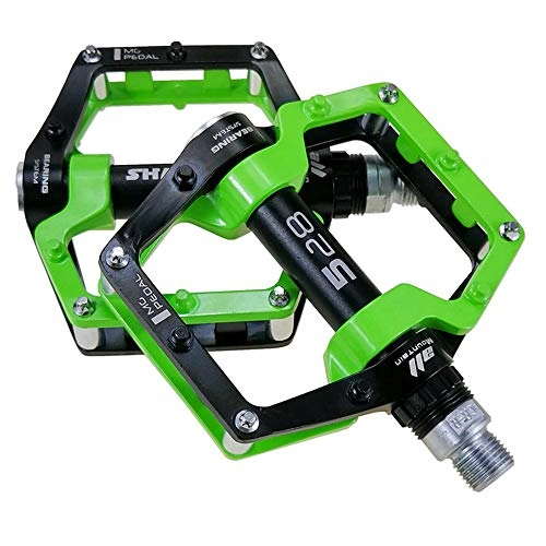 Mountain Bike Pedal : Lwieui Bike Pedals Bike Flat Pedals Cycling Pedals Platform for Mountain Bike Road Pedals (Color : Green, Size : One size)