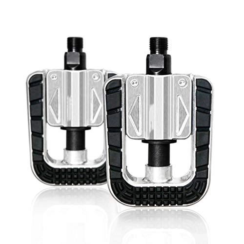 Mountain Bike Pedal : LZC Folding Bicycle Pedals, Aluminum Alloy Mountain Bike Pedals, Outdoor Non-slip Pedals, with Reflective Strips, Suitable for Mountain Bikes and Road Bikes