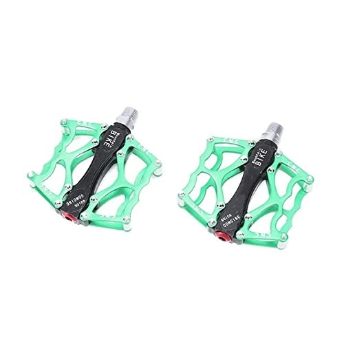 Mountain Bike Pedal : MACIMO Mountain Bike Aluminum Alloy Bearing Pedal Non-Slip Quick Release Road Bicycle Pedal Riding Accessories (Color : Green)